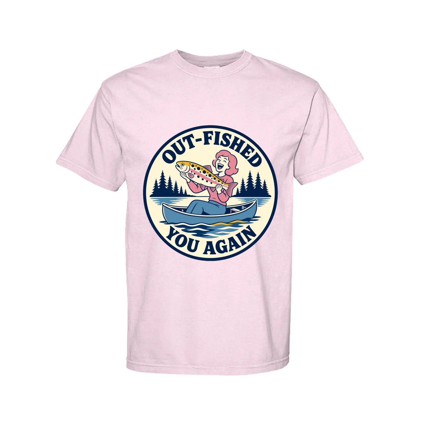 Out-Fished You Again fishing shirt in Blossom